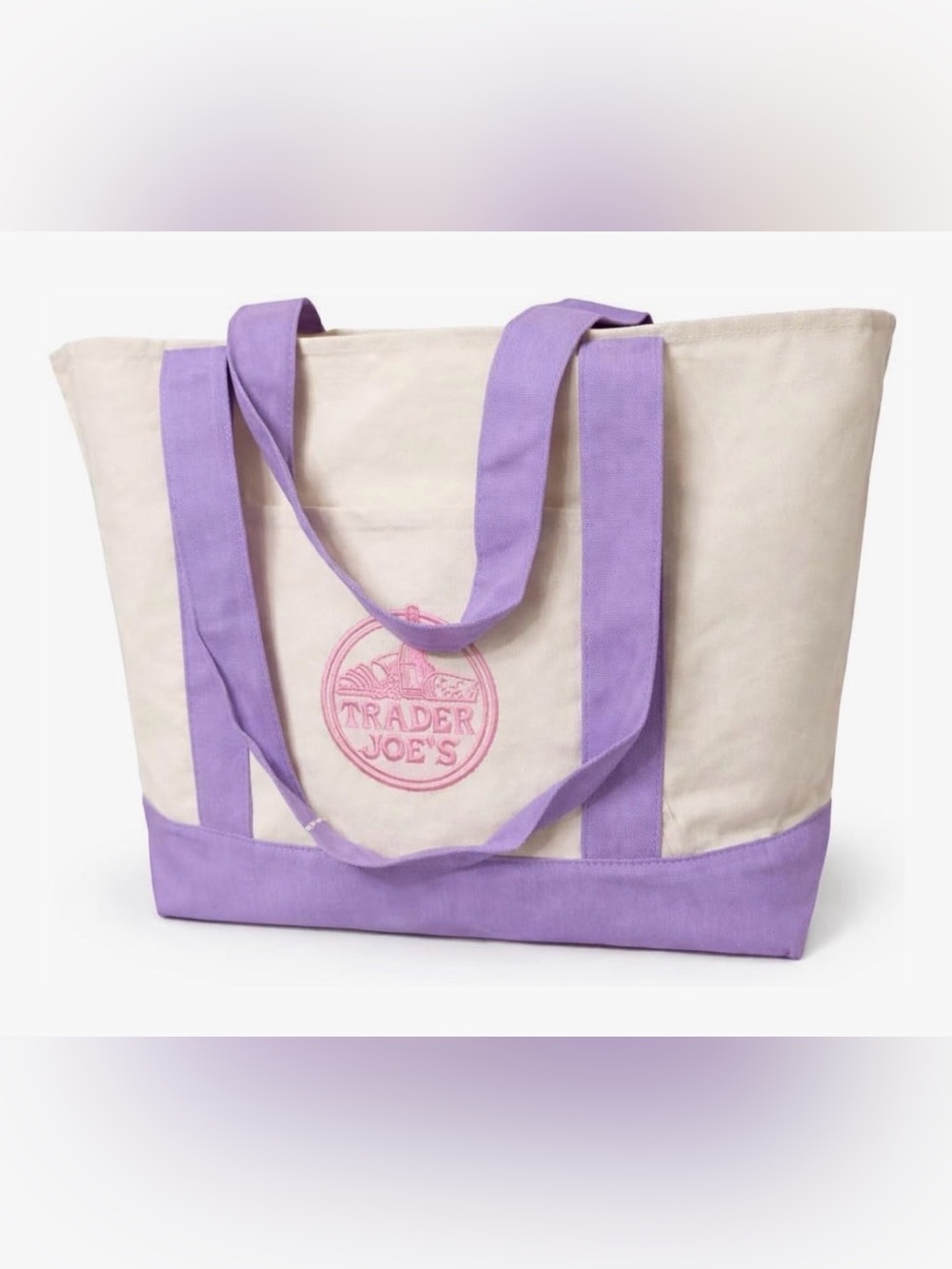 Trader Joe’s Large Striped Canvas Totes (lavender and green) - 4 available